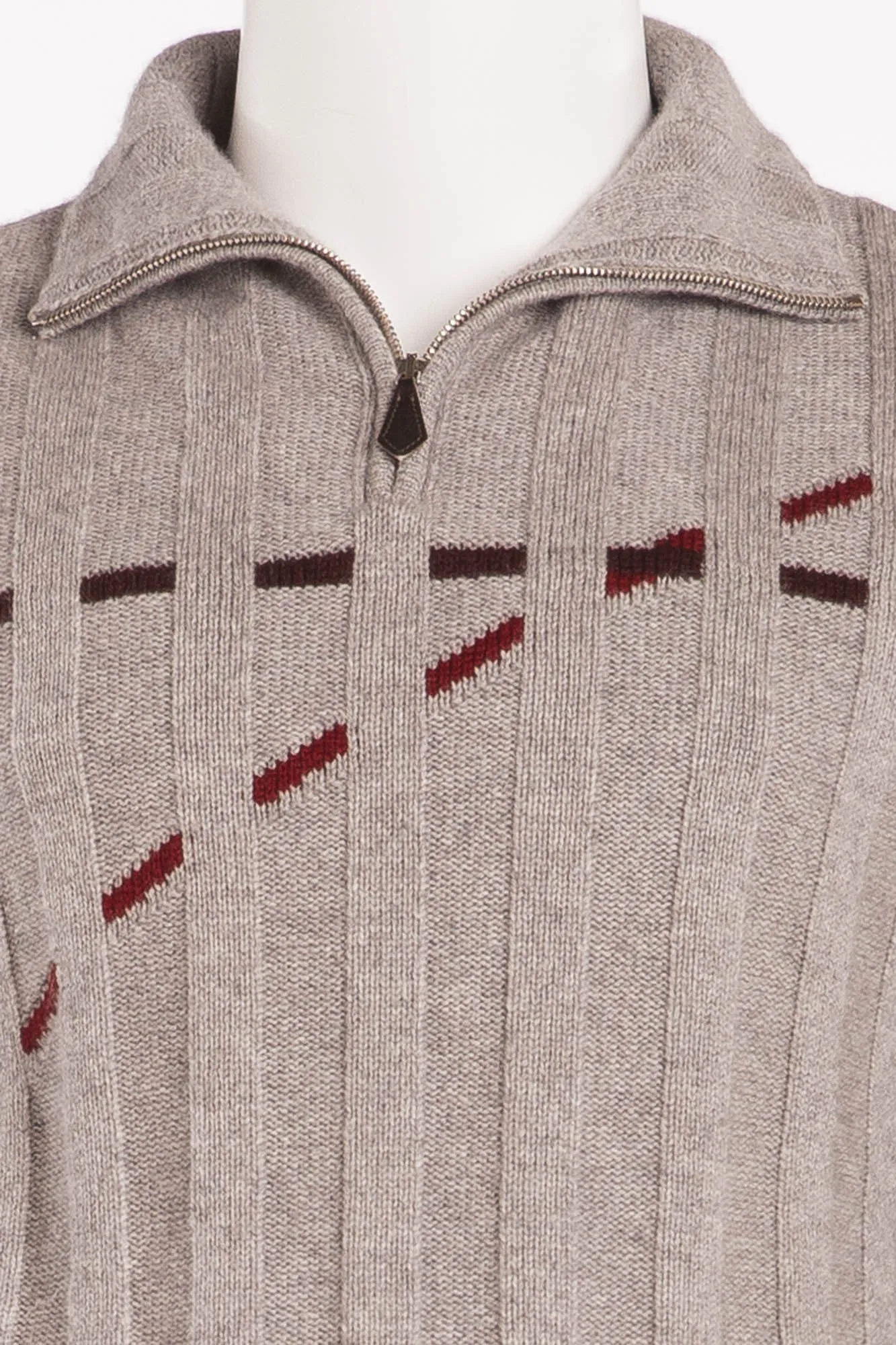 Authentic Hermes - Gray Zip Neck Sweater - XL