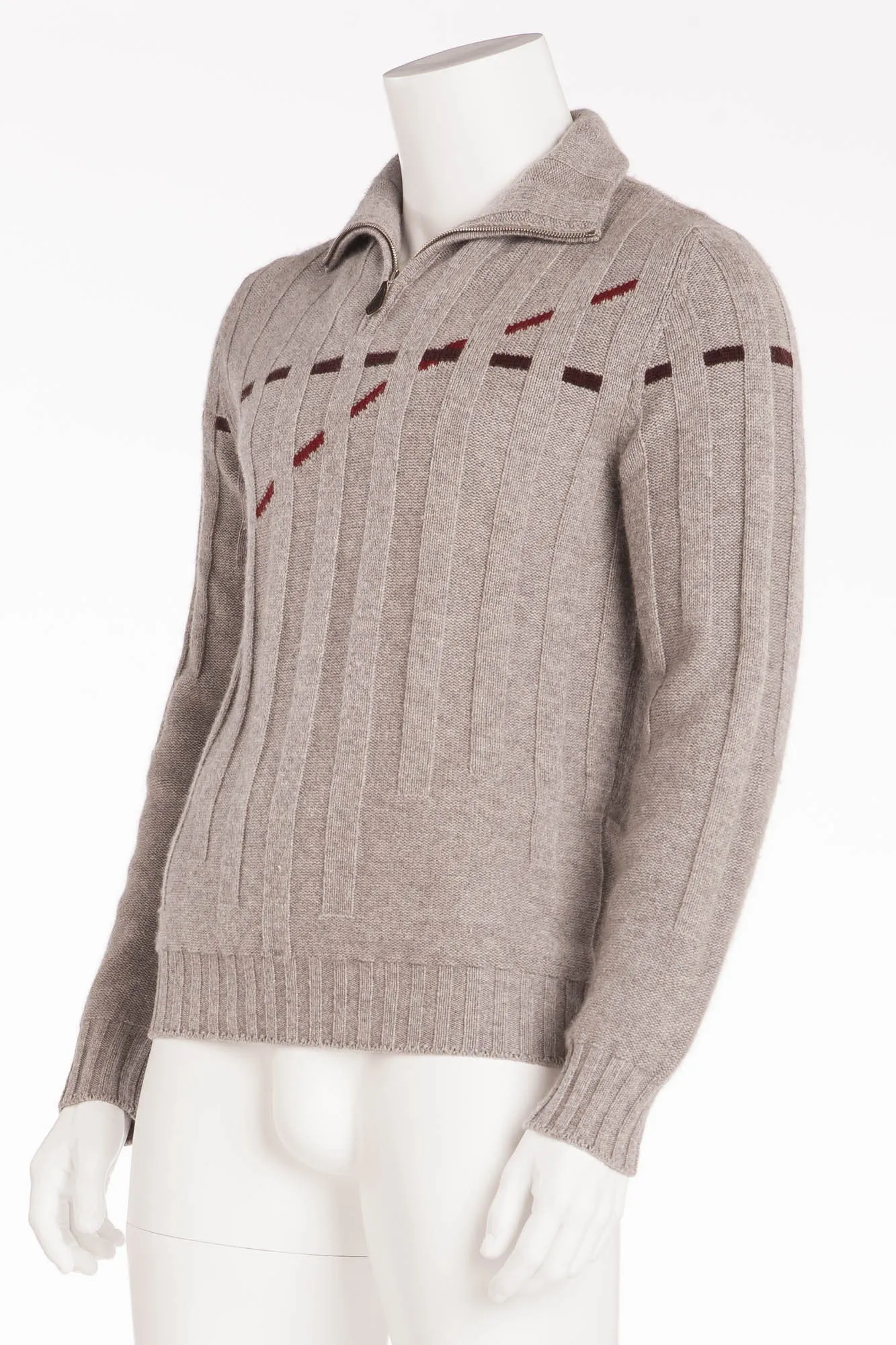 Authentic Hermes - Gray Zip Neck Sweater - XL
