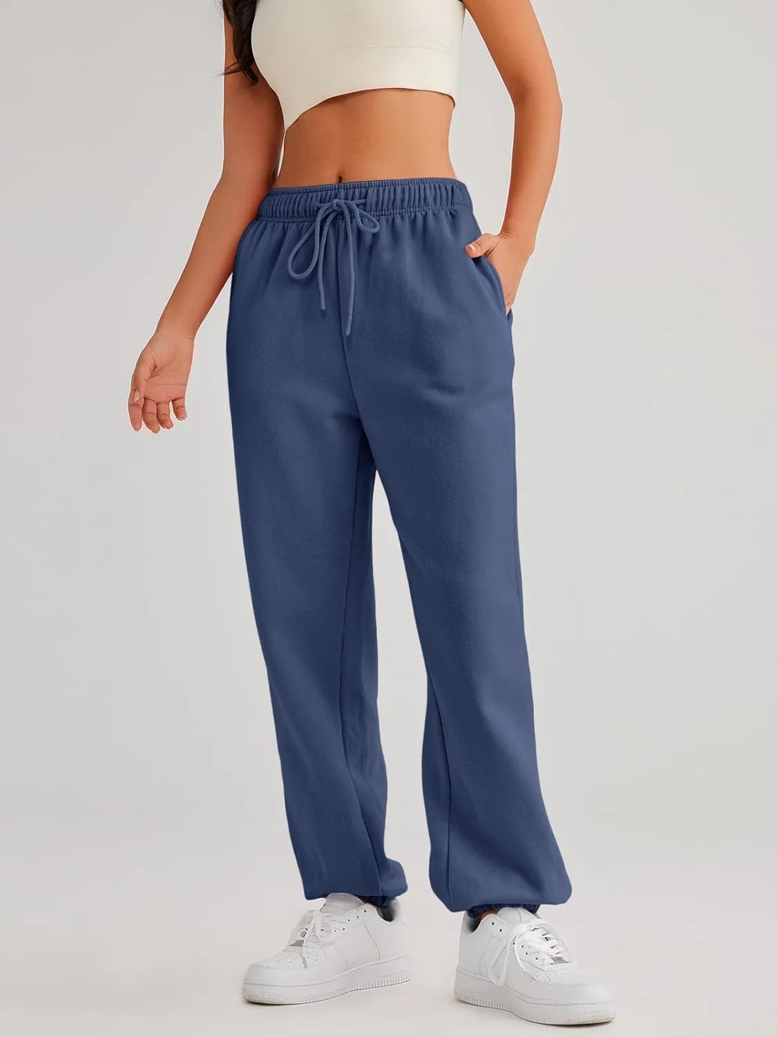 AUTOMET Women's Casual Baggy Fleece Sweatpants
