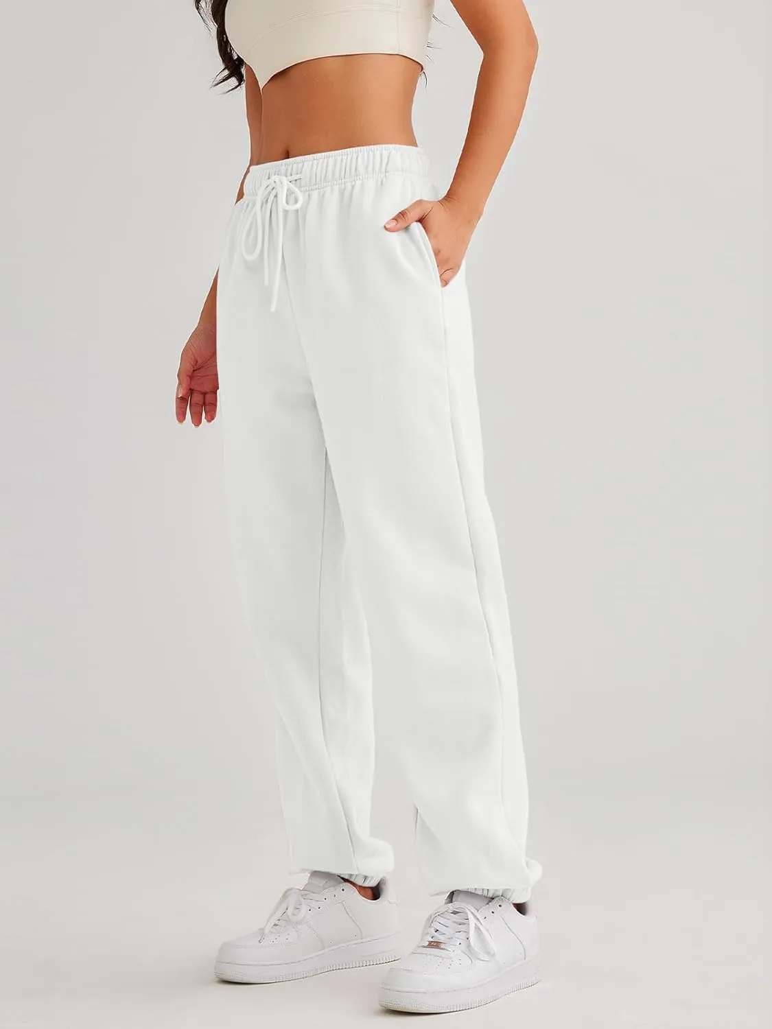 AUTOMET Women's Casual Baggy Fleece Sweatpants