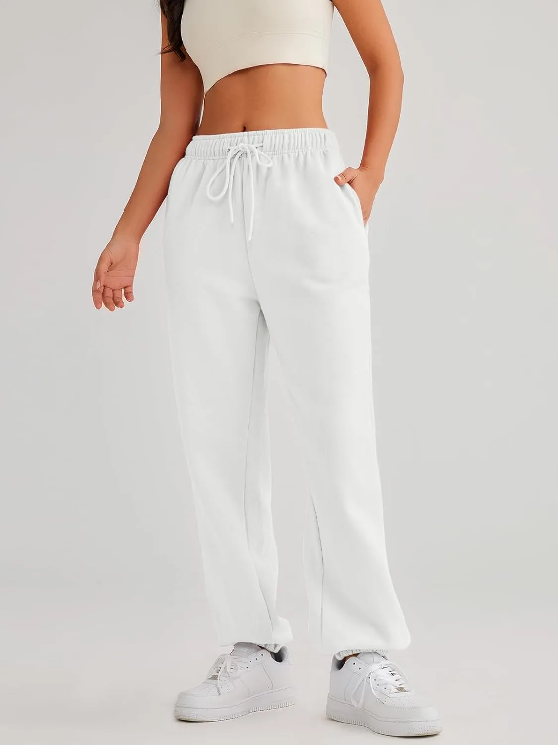 AUTOMET Women's Casual Baggy Fleece Sweatpants