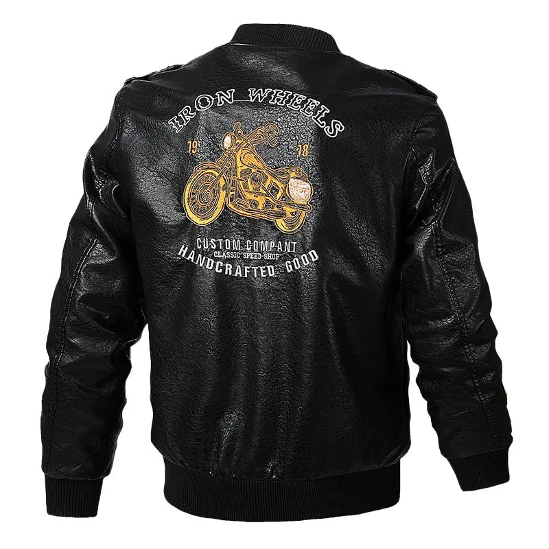 Autumn Winter Pop Faux Leather Mens Spring Motorcycle Biker Leather