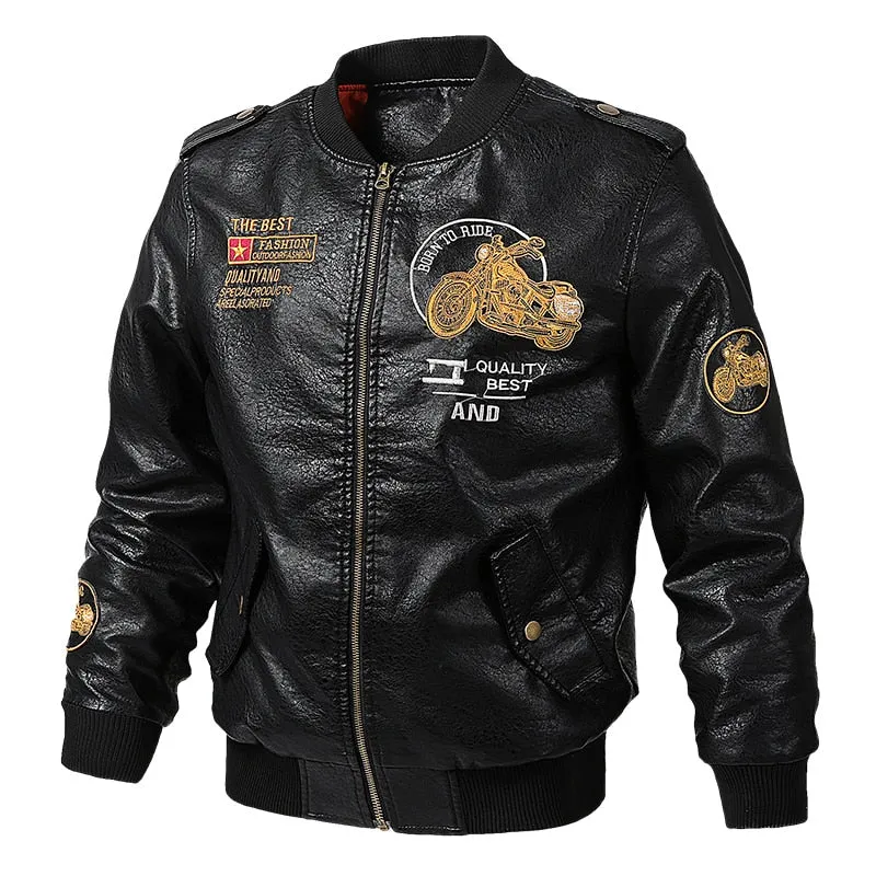Autumn Winter Pop Faux Leather Mens Spring Motorcycle Biker Leather