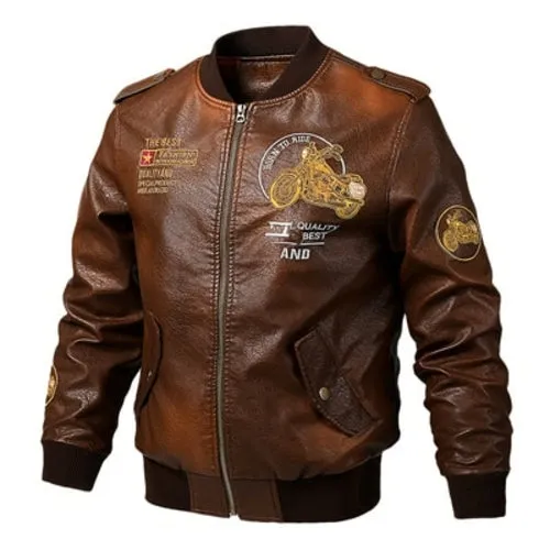 Autumn Winter Pop Faux Leather Mens Spring Motorcycle Biker Leather