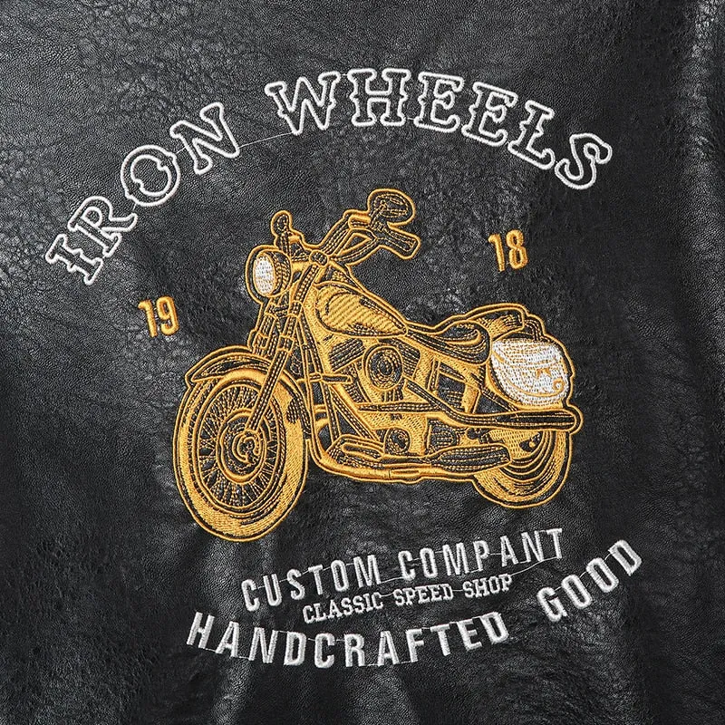 Autumn Winter Pop Faux Leather Mens Spring Motorcycle Biker Leather