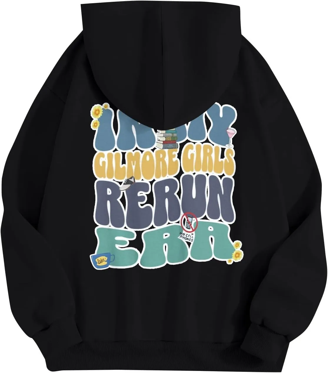 Azeralia Hoodies for Women Round Neck Long Sleeve Sweatshirt Print College Style Pullover Autumn Winter Casual Top