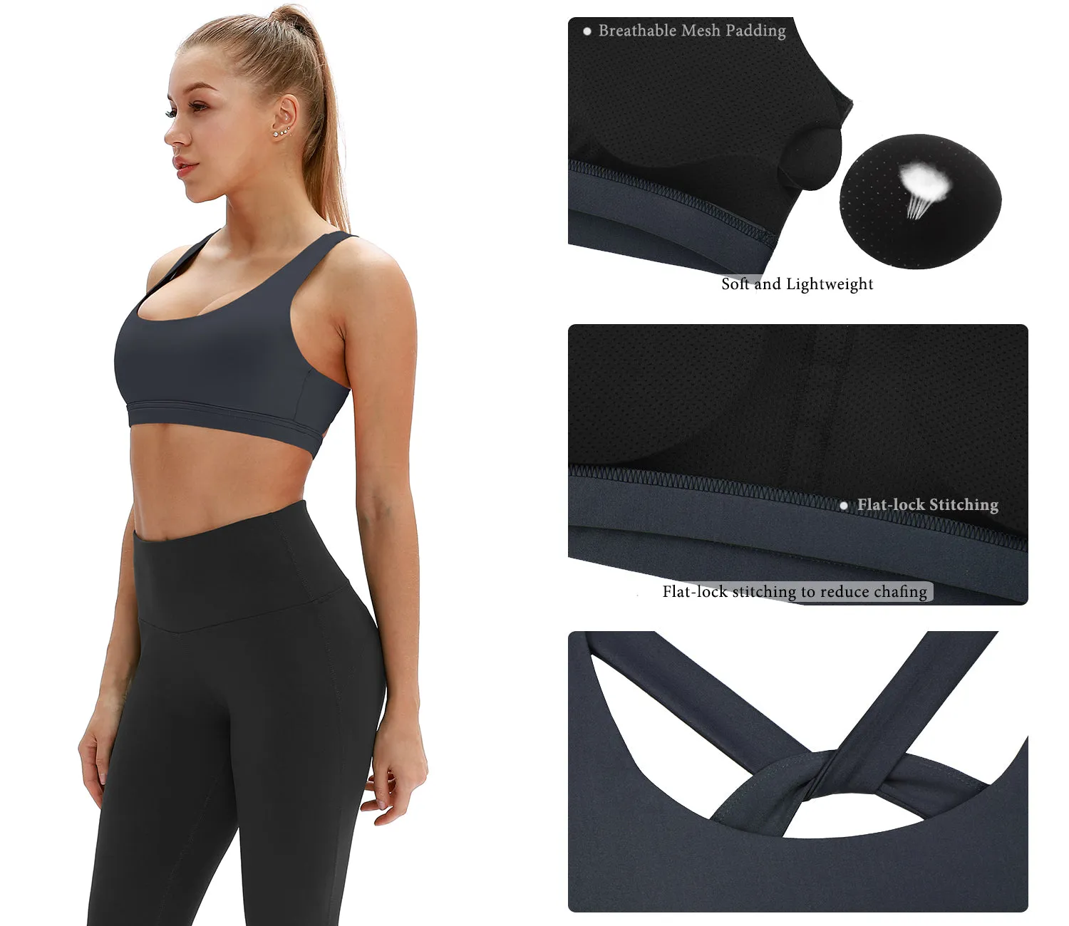 B32 icyzone Workout Sports Bras for Women - Women's Running Yoga Bra, Activewear Top, Athletic Fitness Clothes