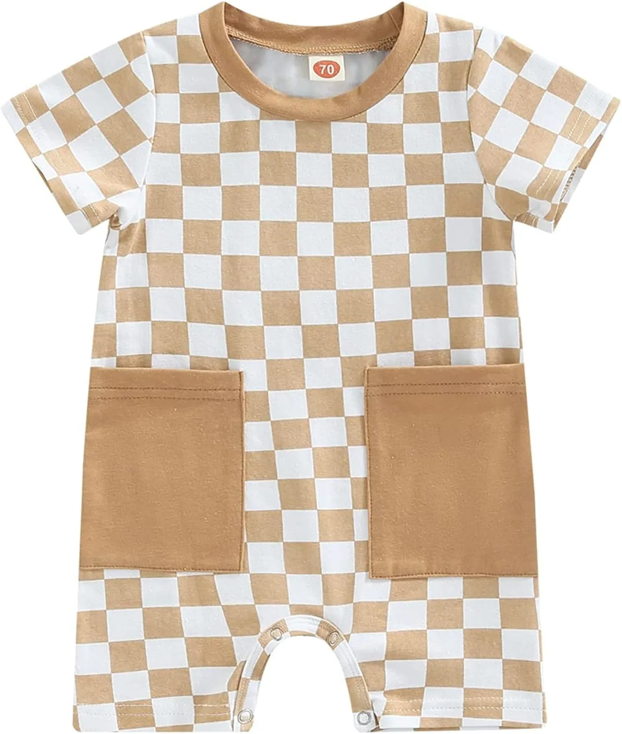 Baby Boy Neutral Checkerboard Oversized T Shirt Romper Shorts Jumpsuit Summer Outfit Trendy Clothes Cute Clothing