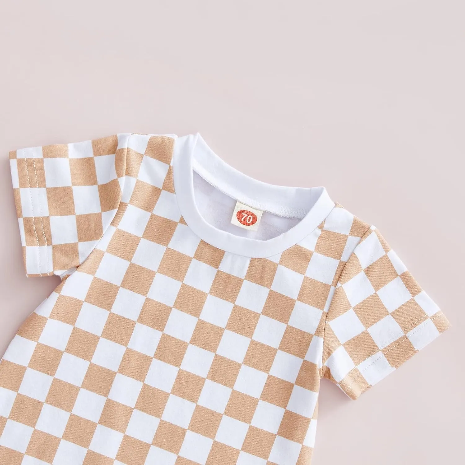 Baby Boy Neutral Checkerboard Oversized T Shirt Romper Shorts Jumpsuit Summer Outfit Trendy Clothes Cute Clothing
