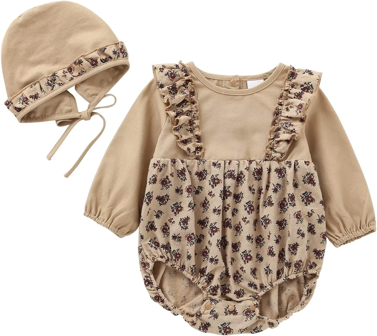 Baby Girl Clothes Long Sleeve Bubble Romper Spring Summer Toddler Girl Clothing with Bonnet