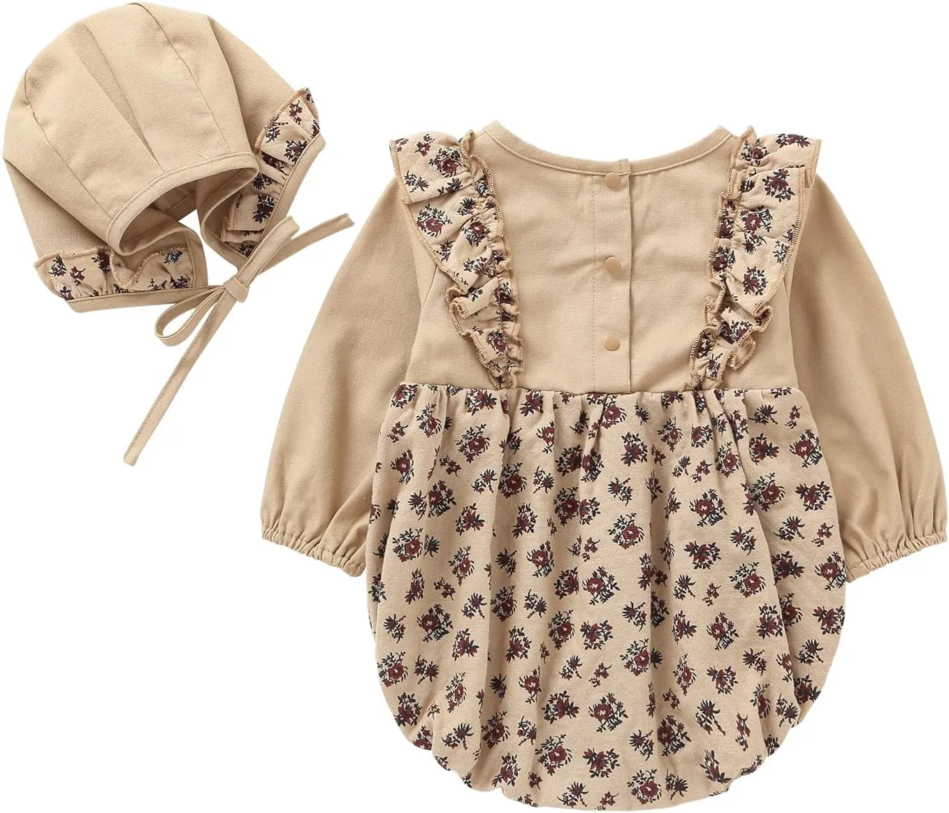 Baby Girl Clothes Long Sleeve Bubble Romper Spring Summer Toddler Girl Clothing with Bonnet