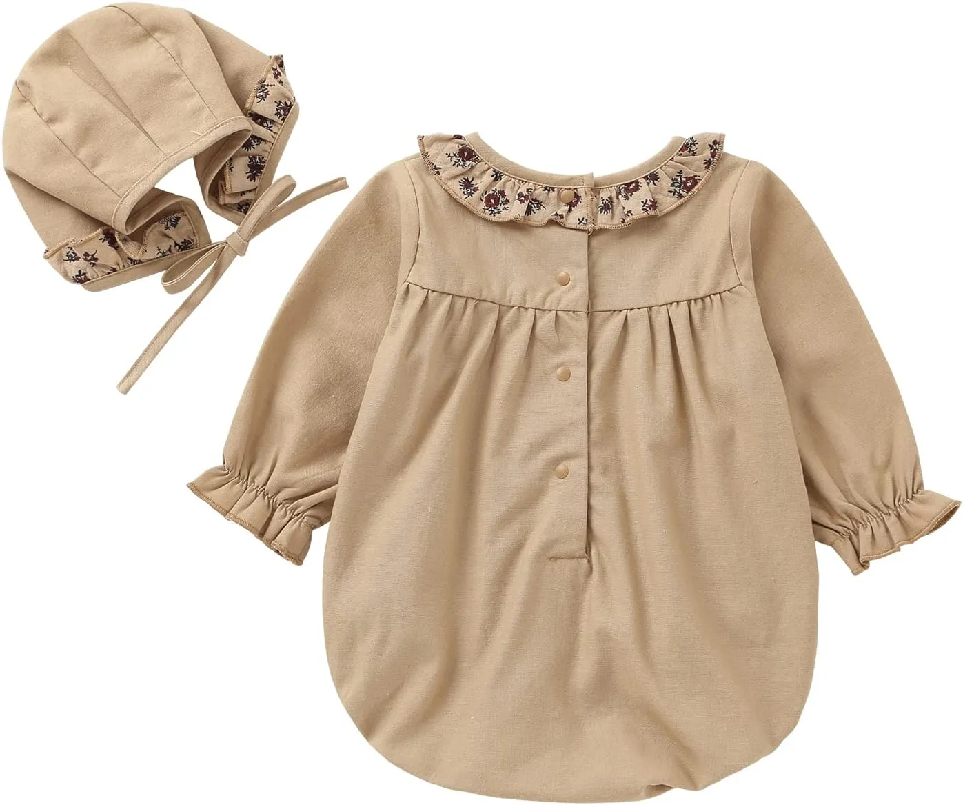 Baby Girl Clothes Long Sleeve Bubble Romper Spring Summer Toddler Girl Clothing with Bonnet