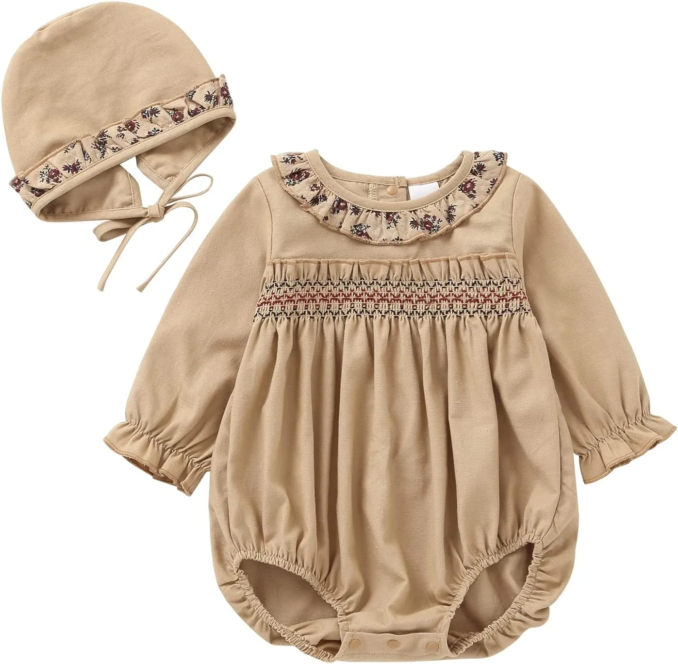 Baby Girl Clothes Long Sleeve Bubble Romper Spring Summer Toddler Girl Clothing with Bonnet