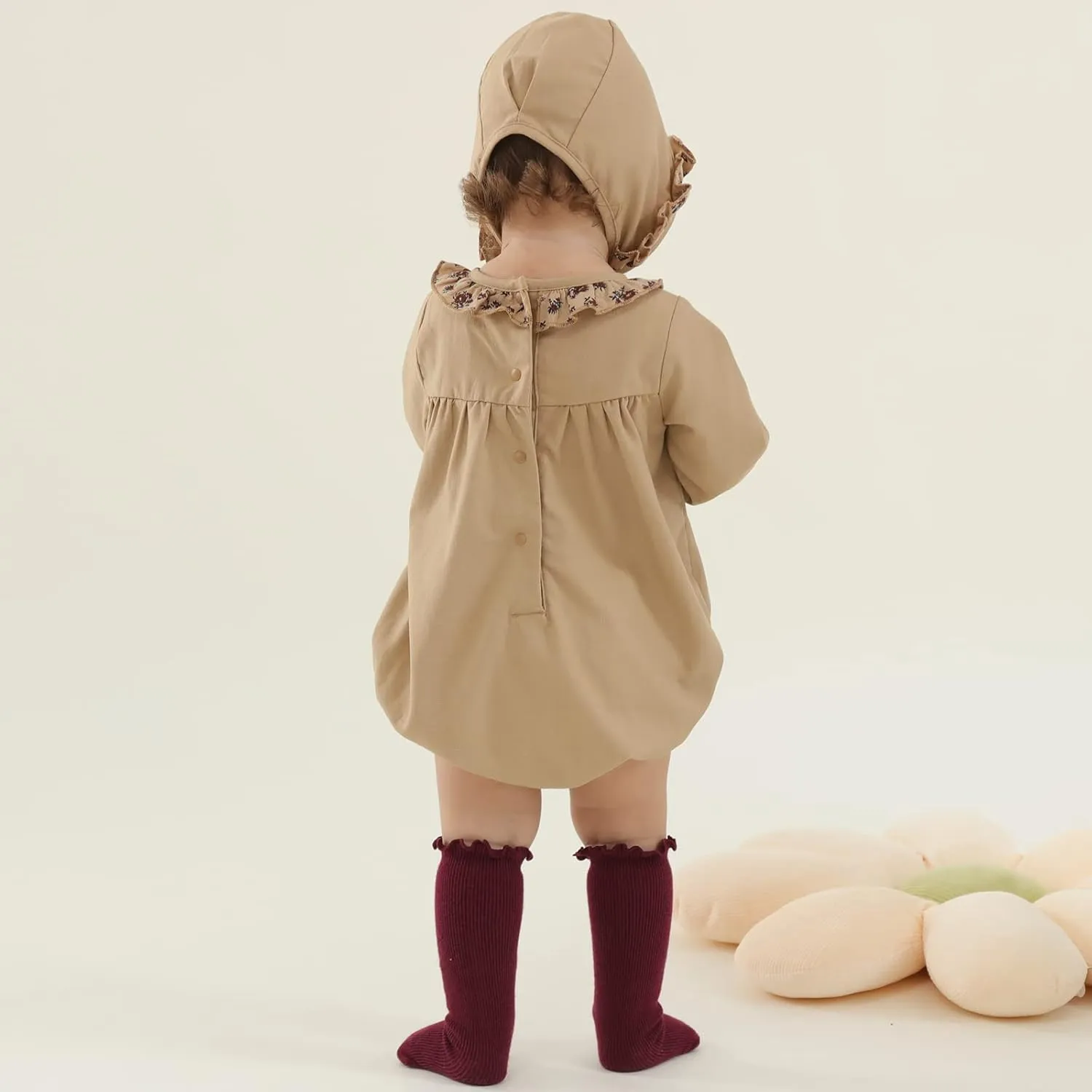 Baby Girl Clothes Long Sleeve Bubble Romper Spring Summer Toddler Girl Clothing with Bonnet