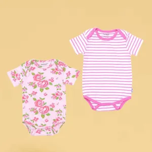 Baby Girl Pink Blush Short Sleeve Onesies Pack of 2 Collection