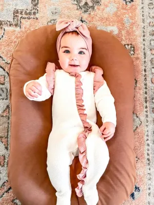 Baby Girl Ruffle Waffle Oensie/White and Rose