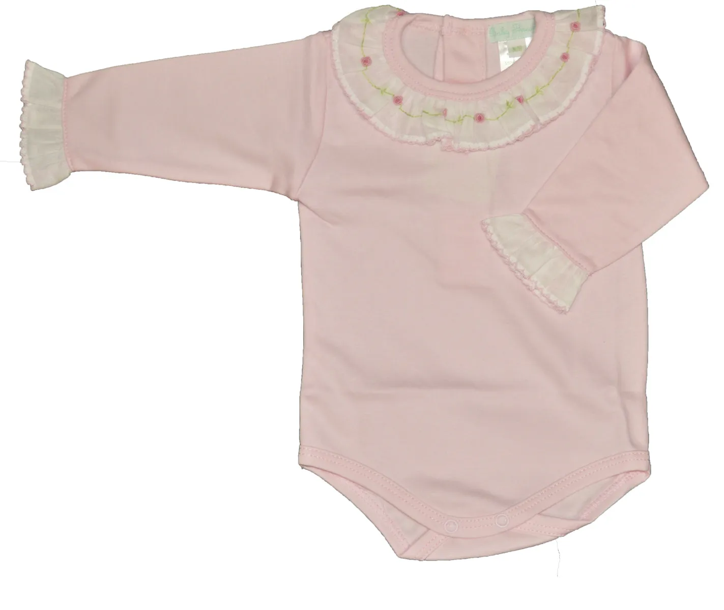 Baby Girl's Pink Rose Vine Long Sleeve Onesie
