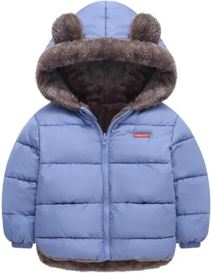 Baby Kids Boys Girls Winter Coats Hoods Light Puffer Down Jacket Outwear Windproof Hooded Outwear Bear Ears Clothing