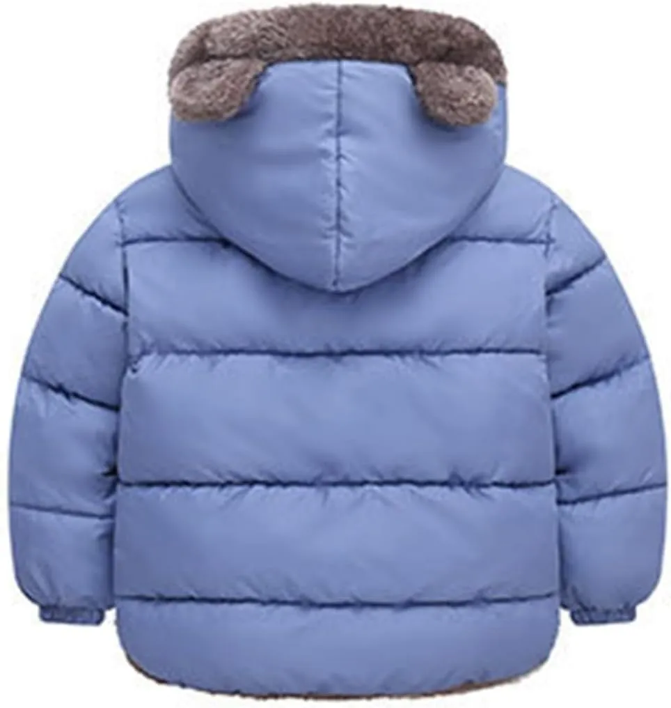 Baby Kids Boys Girls Winter Coats Hoods Light Puffer Down Jacket Outwear Windproof Hooded Outwear Bear Ears Clothing