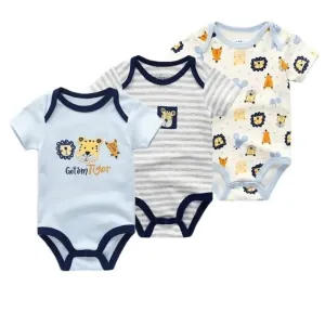 Baby Rompers Pack of 3 printed Bodysuits