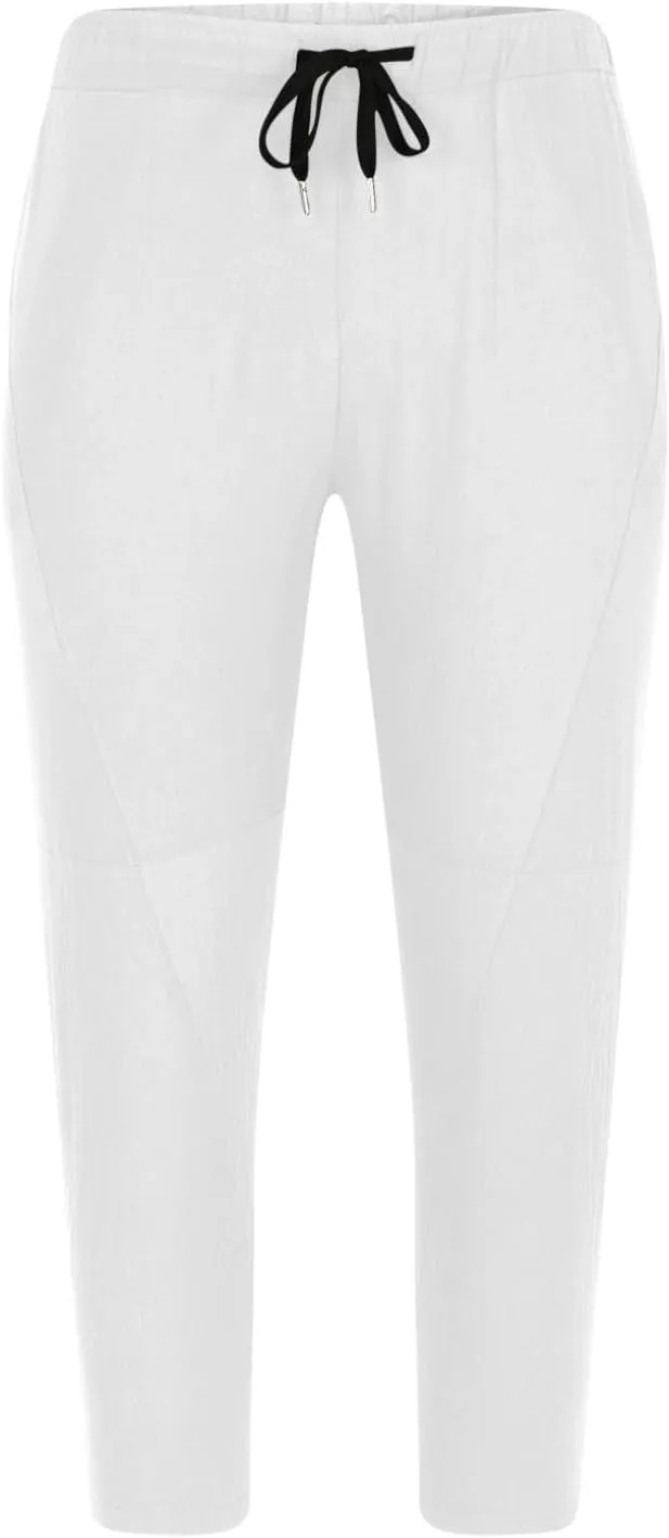 Baggy Pants for Men Trendy Cotton Linen Summer Beach Pants Casual Loose Lounge Cropped Harem Trousers with Pockets