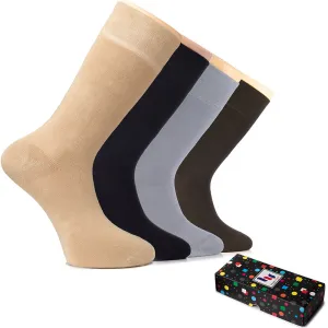 Bamboo Business Dress Socks for Men, 4 Pairs