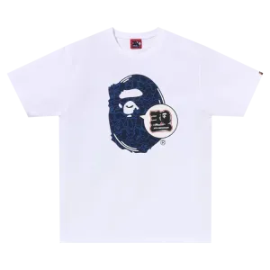 BAPE 30th Anniversary Ape Head 'White/Navy' T-Shirt, White