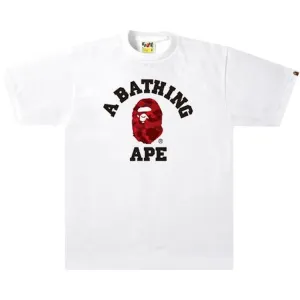 BAPE Color Camo College Tee 'White/Red', White