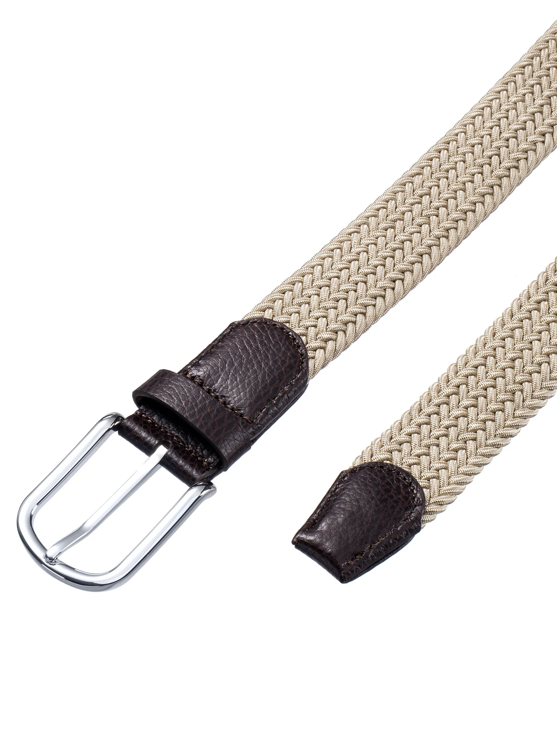 Beige Elastic Braided Belt