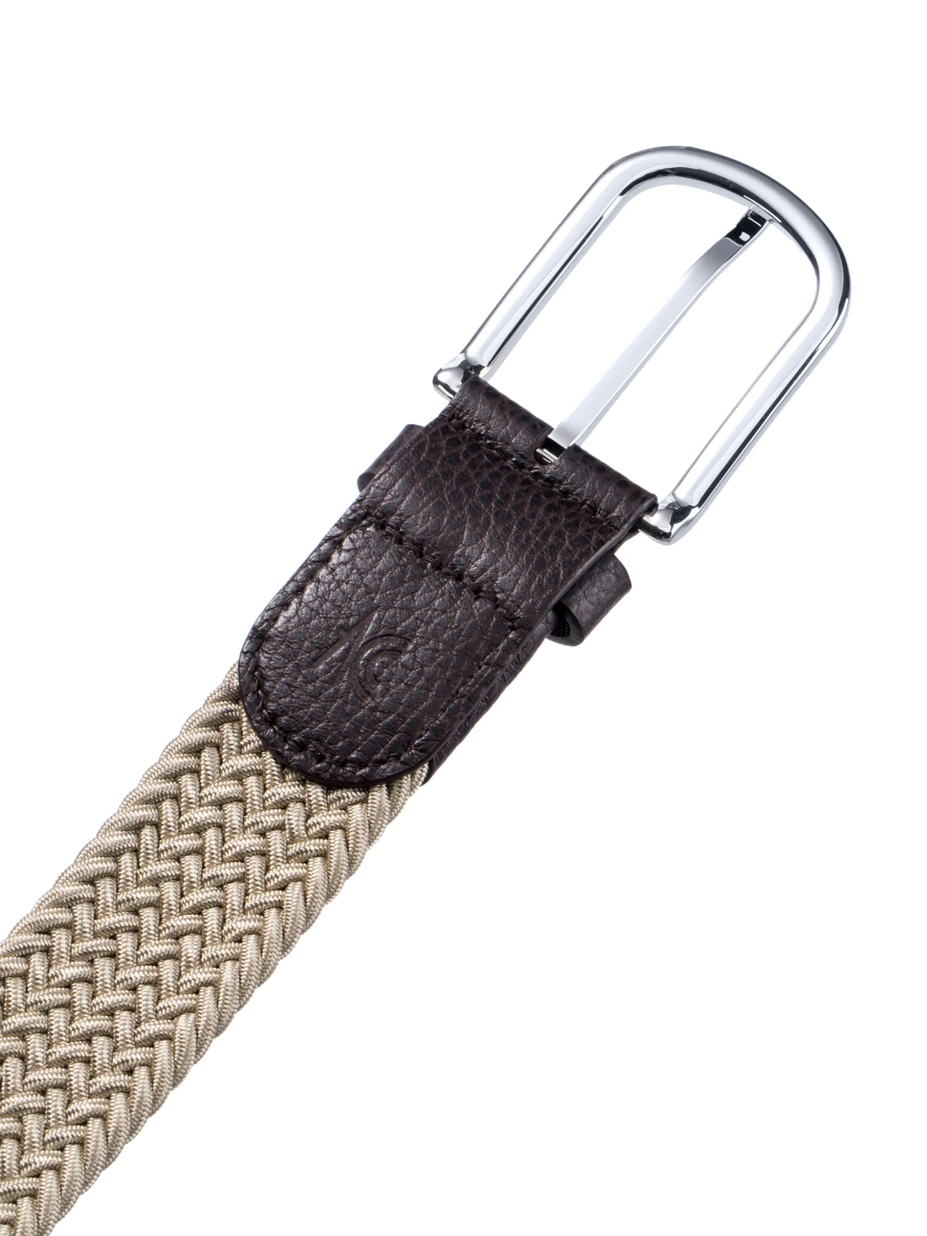 Beige Elastic Braided Belt