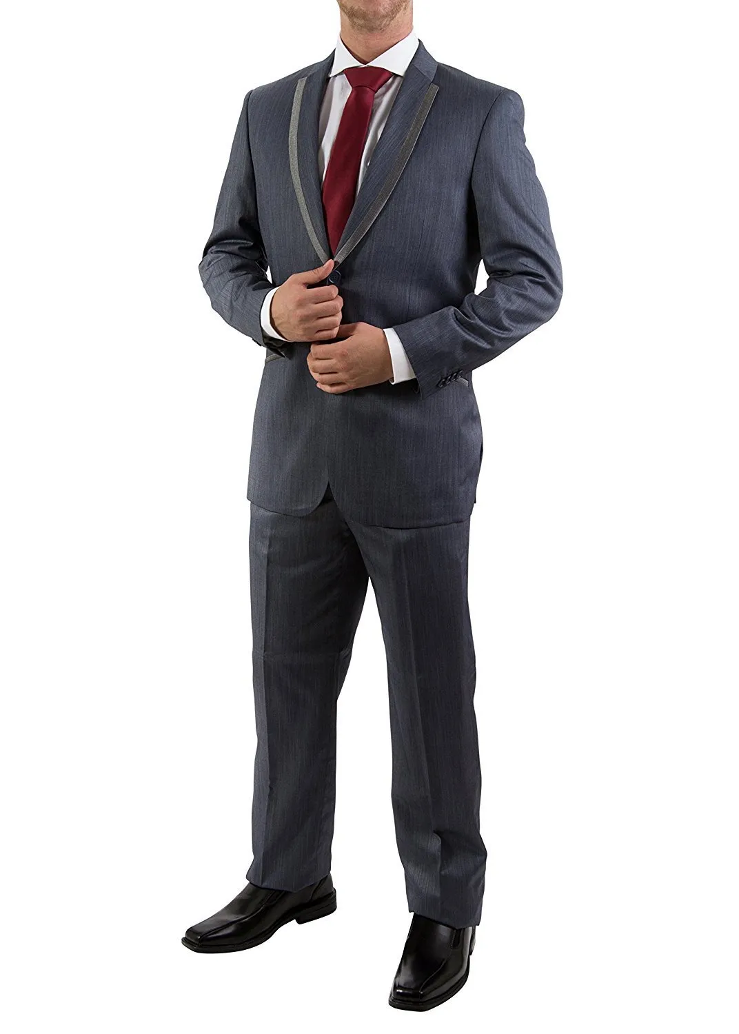 BH Mens Slim Fit Sateen Striped Lapel Formal Tuxedo Suit Set -  CLEARANCE - FINAL SALE