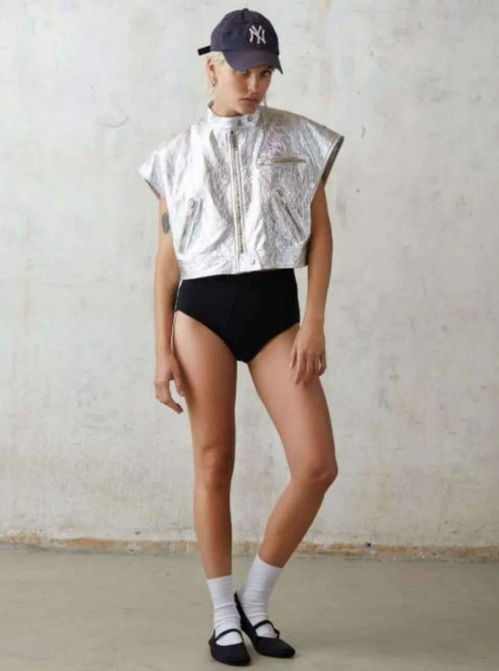 Biker Vest Crop / Silver