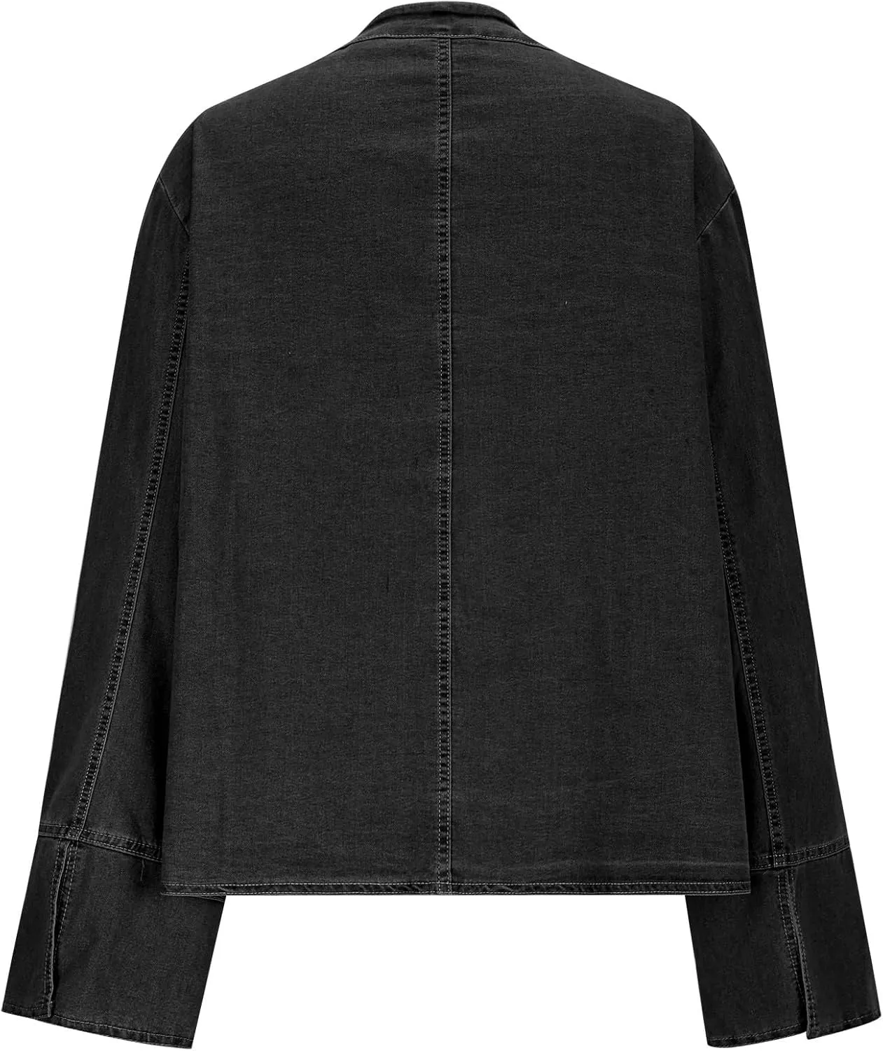 Binmer Tie Front Tops for Women Y2k Lightweight Denim Lace Up Shirt Casual Long Sleeve Open Front Cardigan Jacket with Pocket
