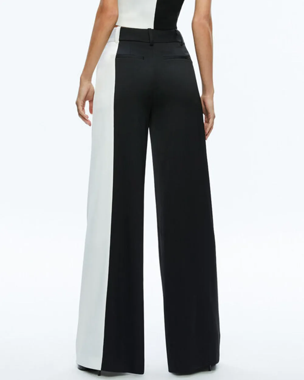 Black and Off White Colorblock High Rise Pompey Pant