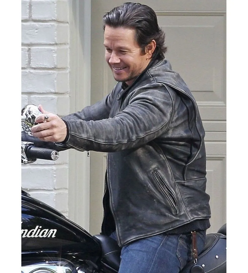 Black Decant Leather Jacket Worn By Mark Wahlberg | Mark Wahlberg Black Decant Leather Jacket
