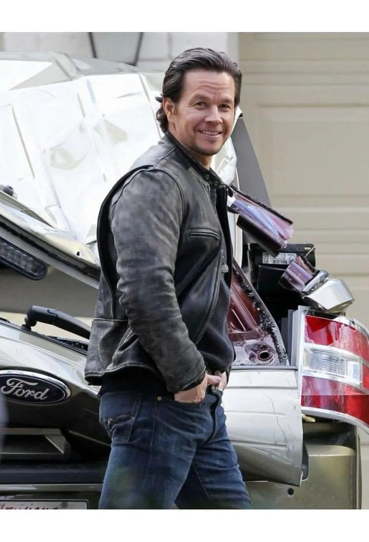 Black Decant Leather Jacket Worn By Mark Wahlberg | Mark Wahlberg Black Decant Leather Jacket