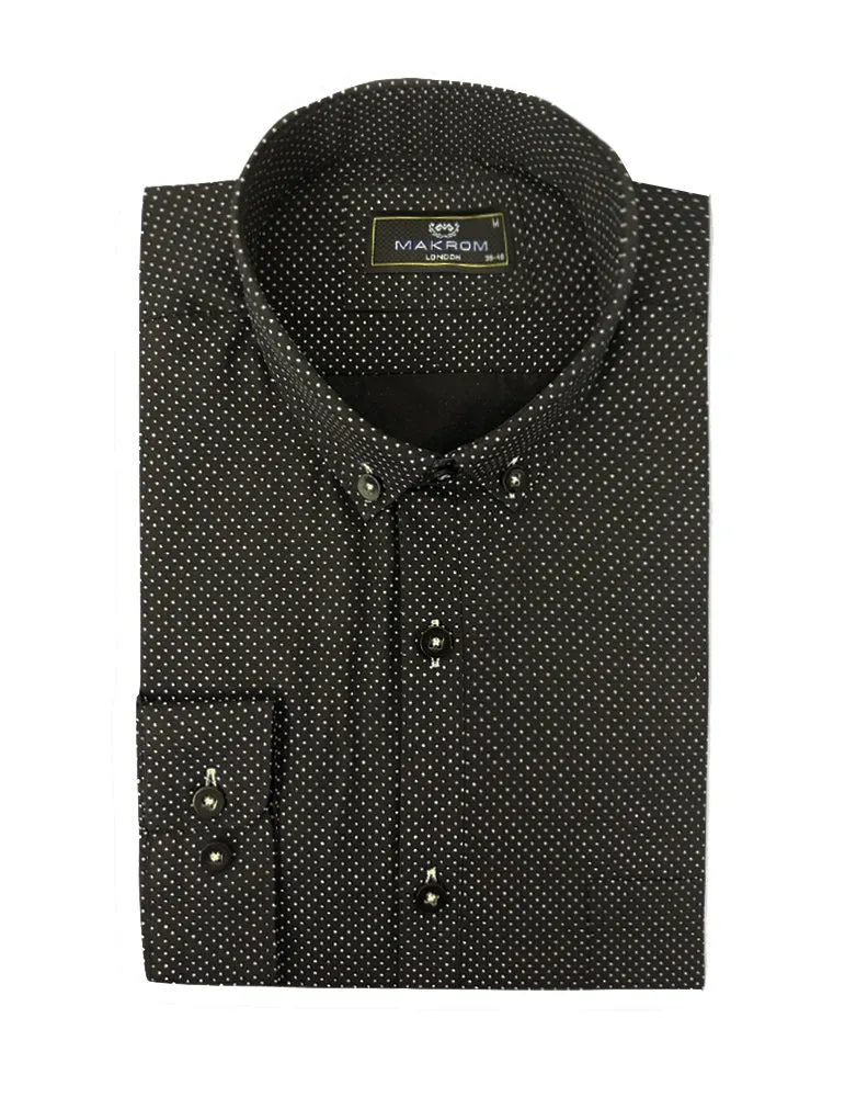 Black Dotted Print Shirt