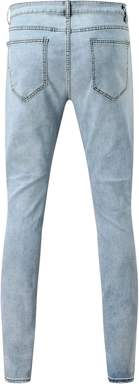Black Skinny Jeans for Men Ripped Jeans Fit Jeans Baggy Flex Jeans Relaxed Long Denim Pants Streetwear