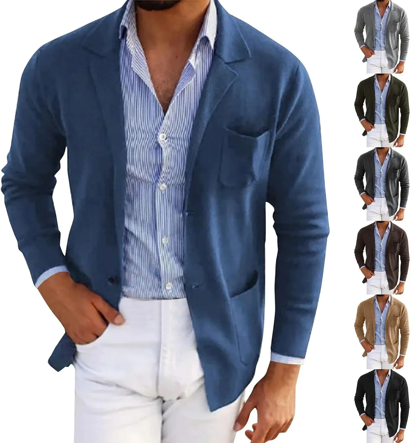 Blazer for Men Casual Summer Slim Fit Business Button Down Lightweight Coats Interview Wedding Collared Formal Suits