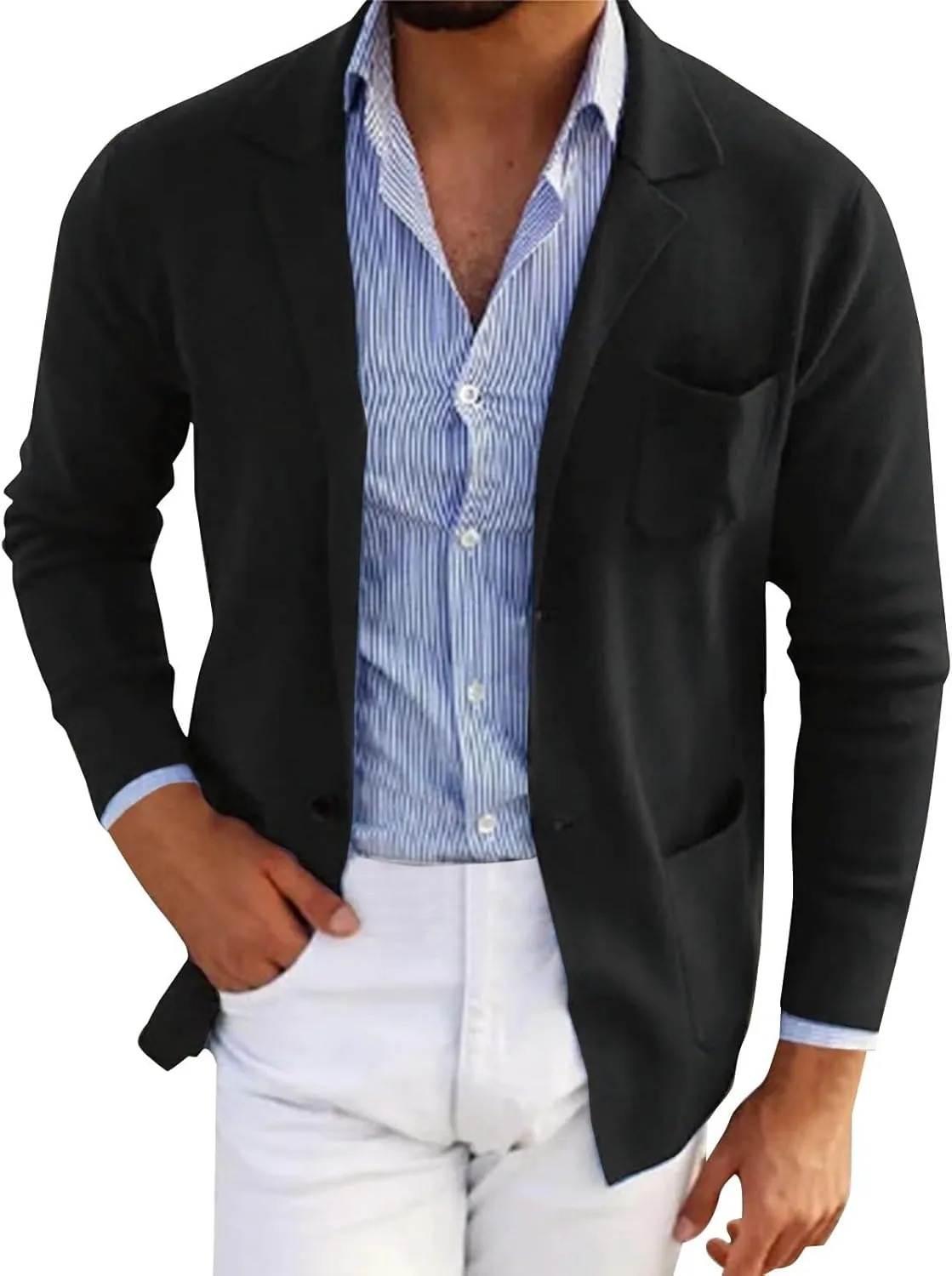 Blazer for Men Casual Summer Slim Fit Business Button Down Lightweight Coats Interview Wedding Collared Formal Suits