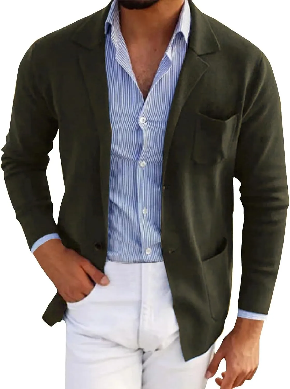Blazer for Men Casual Summer Slim Fit Business Button Down Lightweight Coats Interview Wedding Collared Formal Suits
