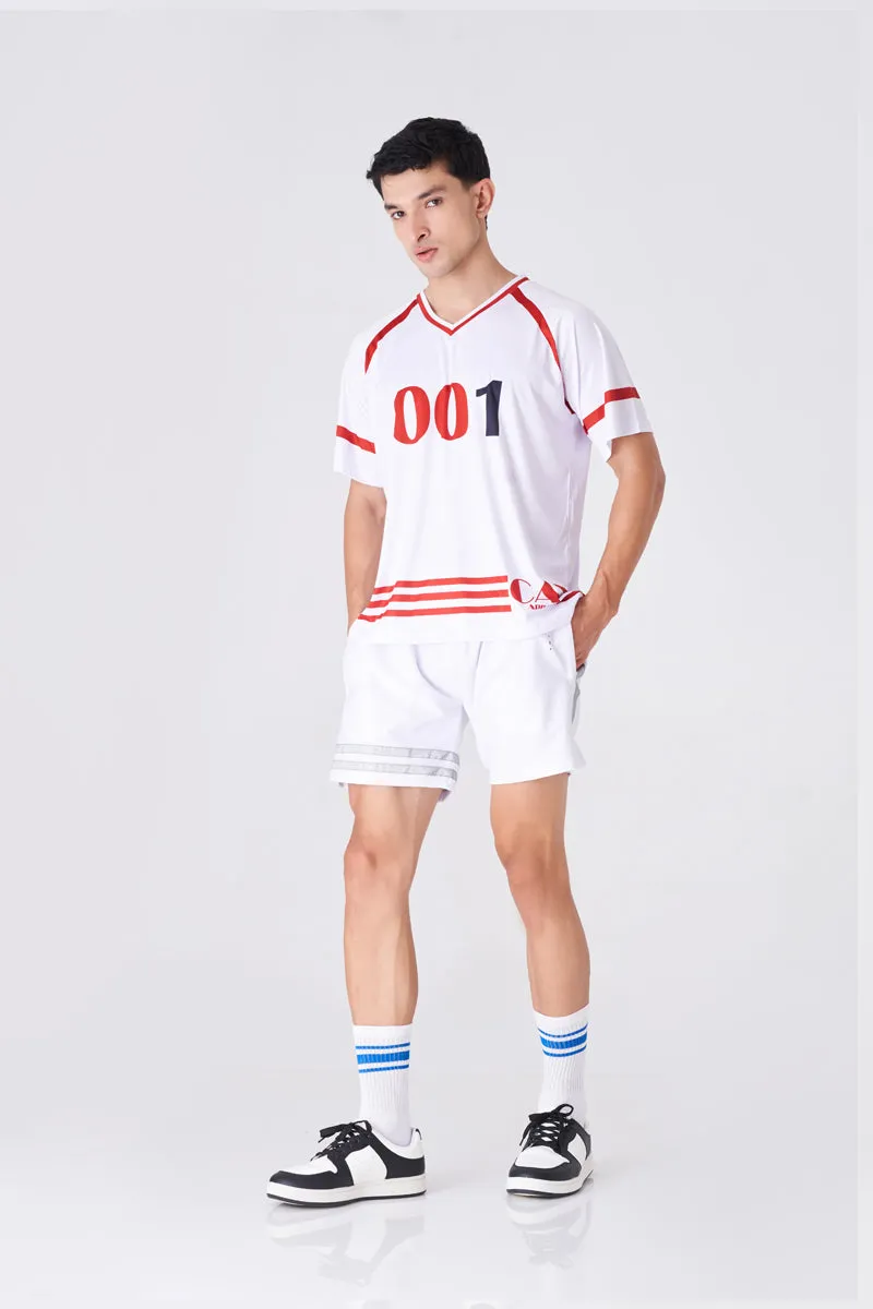 Bold White and Red Men's Sports T-Shirt