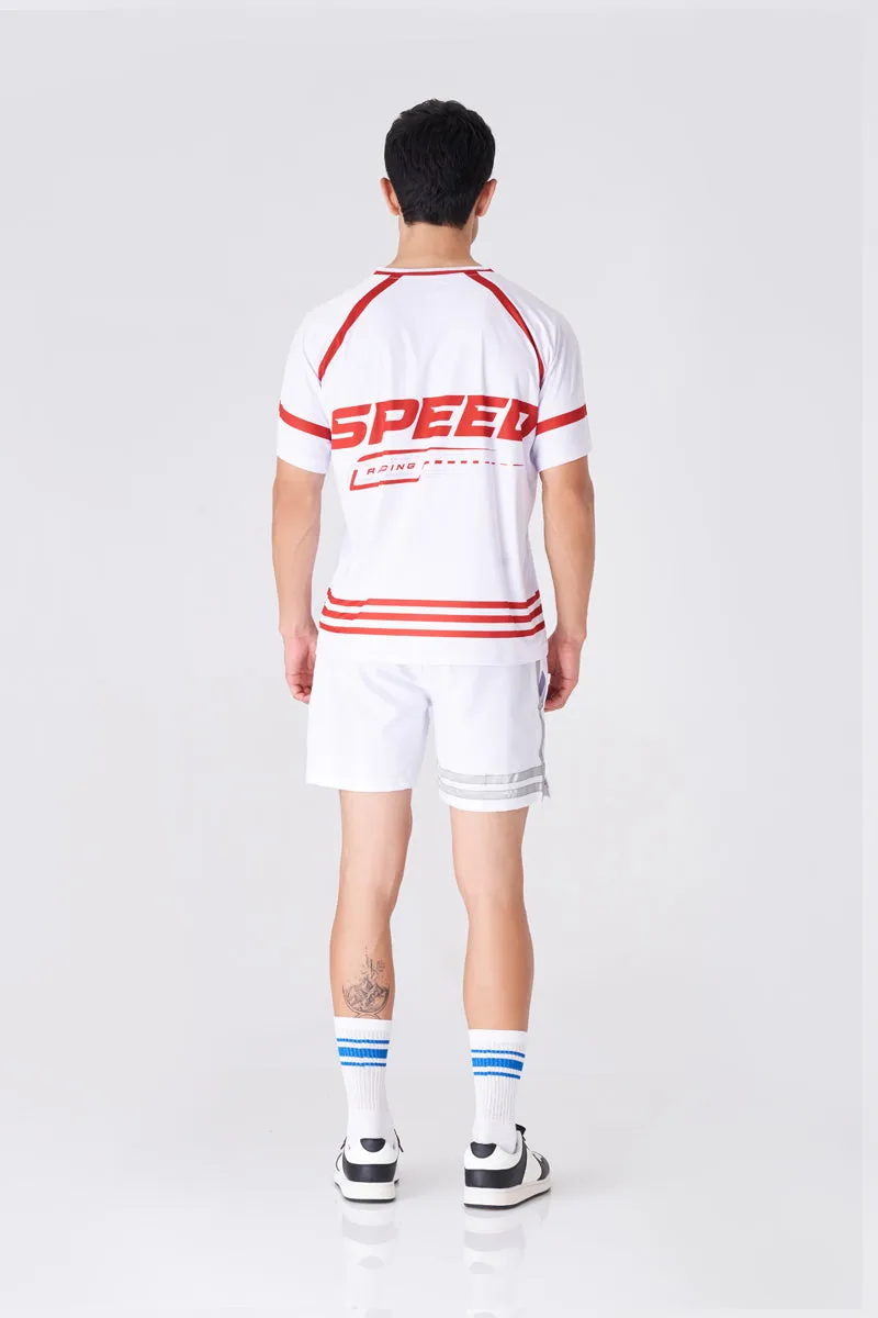Bold White and Red Men's Sports T-Shirt