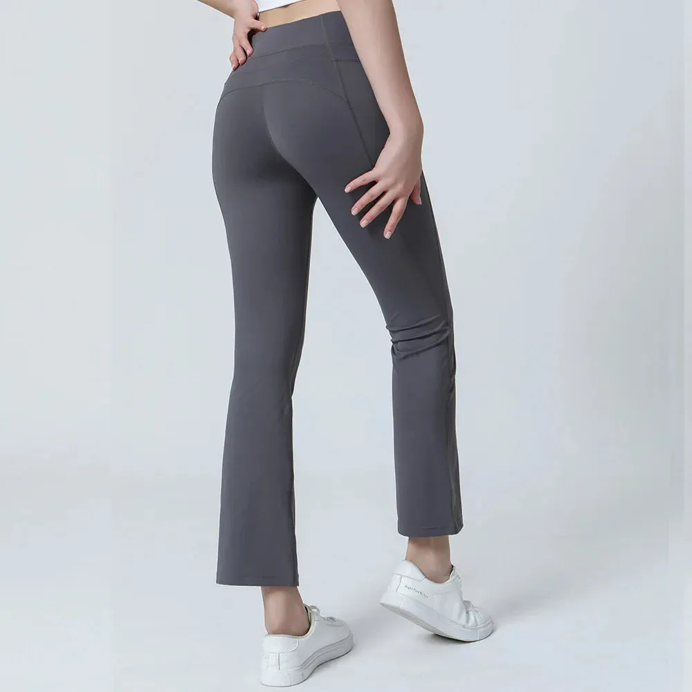 Bonnyshow  Flare Leggings Yoga Pants Women High Waist Wide Leg Pants Women Gym Sports Black Flared Pant Plus Size Dance Trousers New