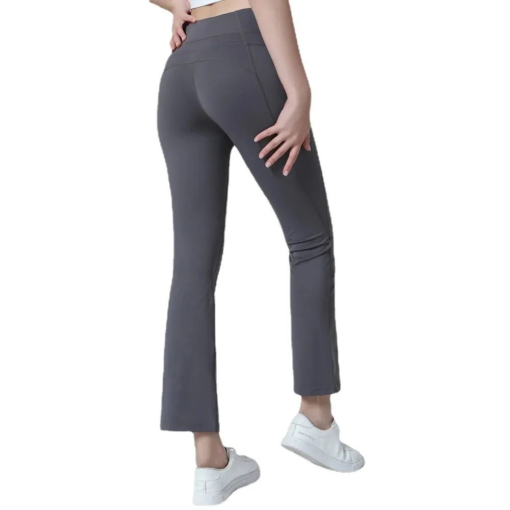 Bonnyshow  Flare Leggings Yoga Pants Women High Waist Wide Leg Pants Women Gym Sports Black Flared Pant Plus Size Dance Trousers New