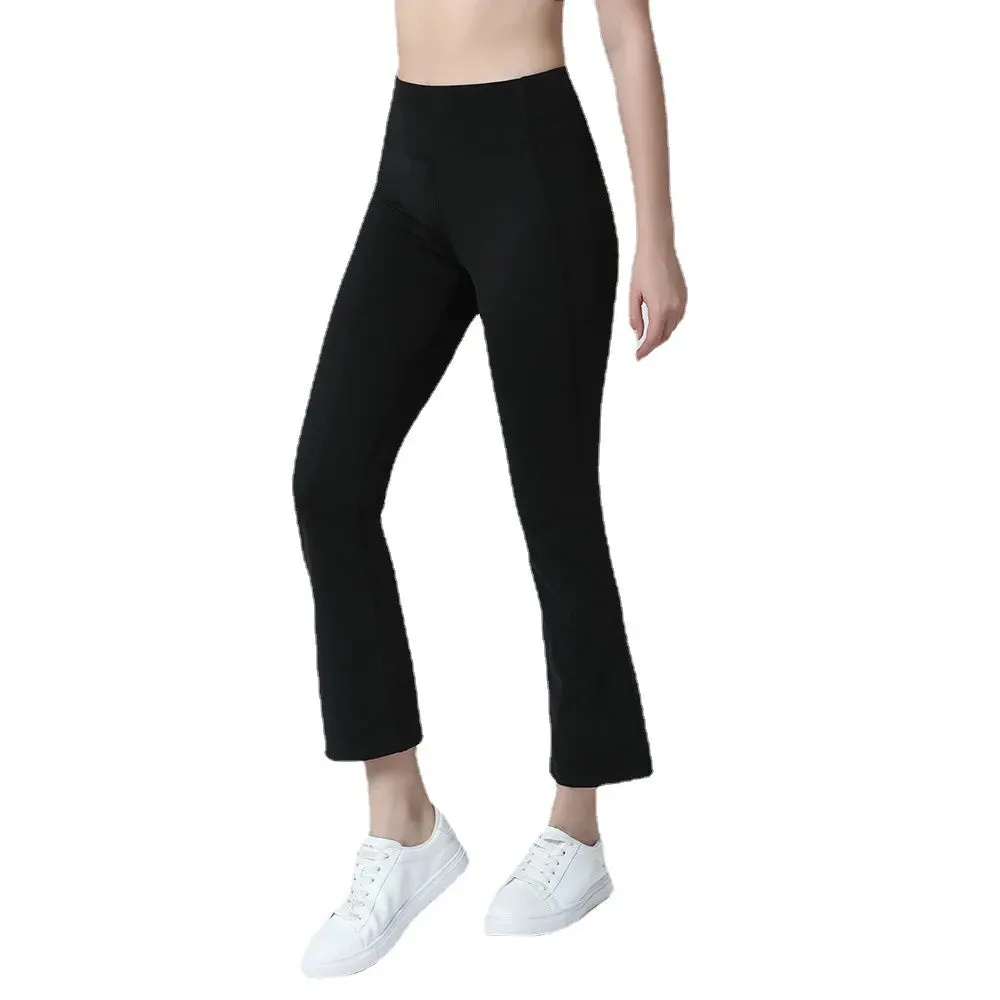 Bonnyshow  Flare Leggings Yoga Pants Women High Waist Wide Leg Pants Women Gym Sports Black Flared Pant Plus Size Dance Trousers New
