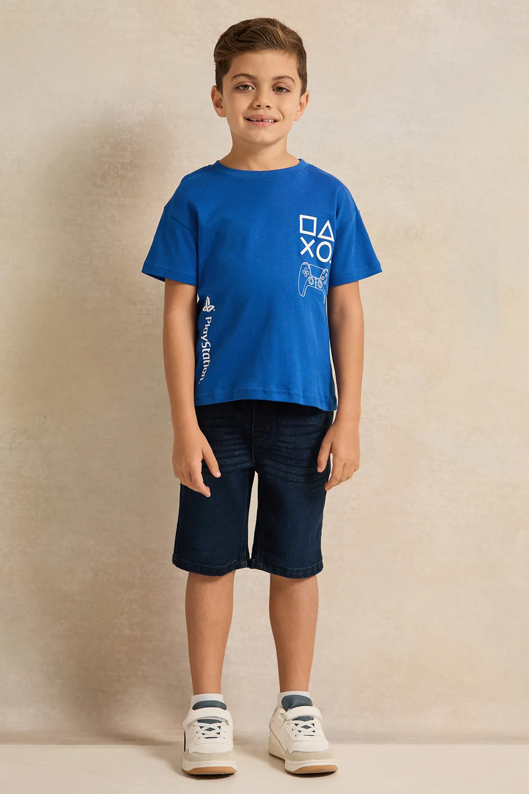 Boys Blue Ps5  Printed T-shirt