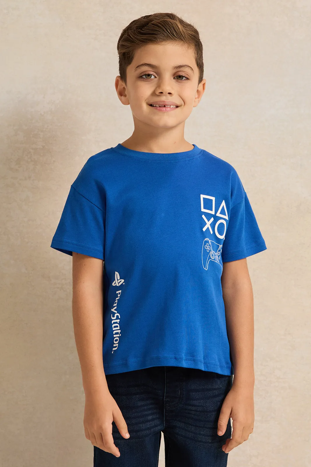 Boys Blue Ps5  Printed T-shirt