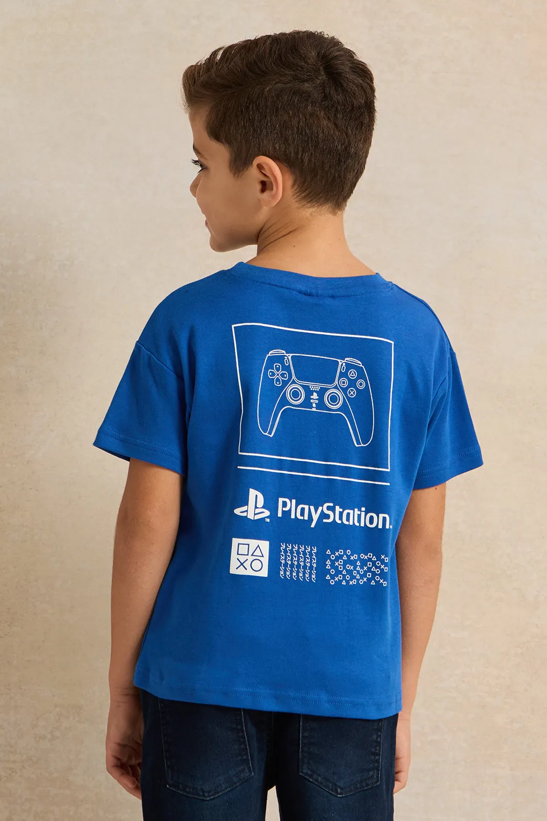 Boys Blue Ps5  Printed T-shirt
