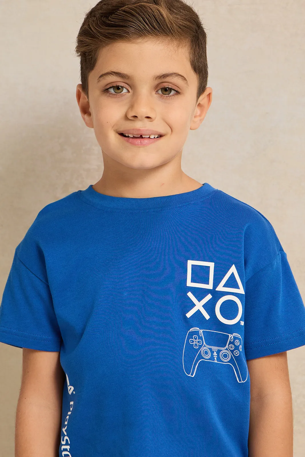 Boys Blue Ps5  Printed T-shirt